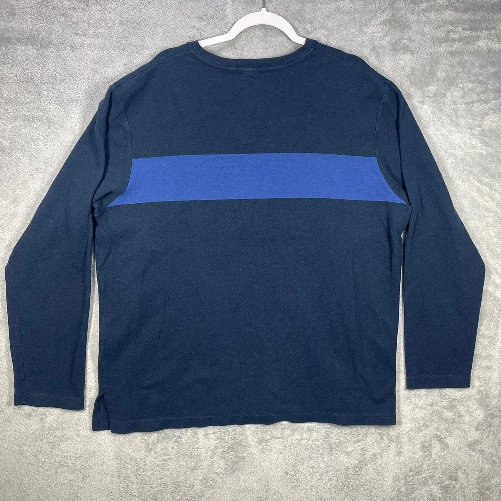 Polo Ralph Lauren pullover Mens XXL Navy Blue Stripe Long Sleeve Pony Vintage